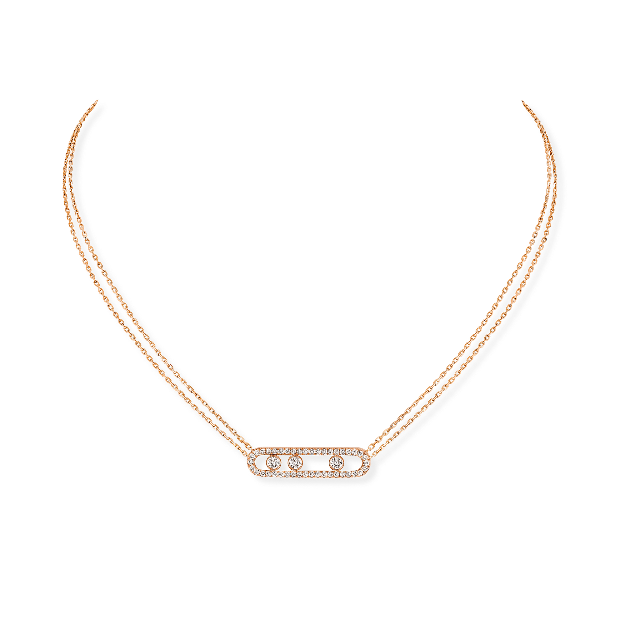 Move Classic Rose Gold Diamond Pave Pendant Messika 3994 PG